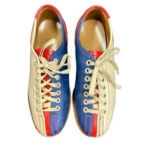 BOB WOLF Vintage Bowling Shoes Red Blue Tan Size 6.5-7
